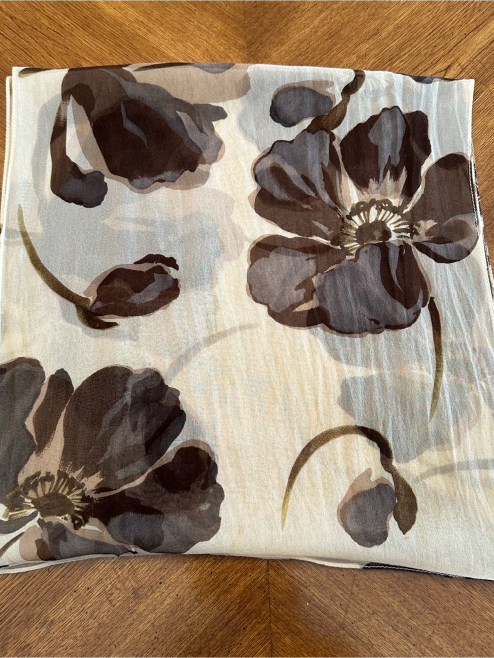 Cejon Silk Floral Scarf, Size 13x54